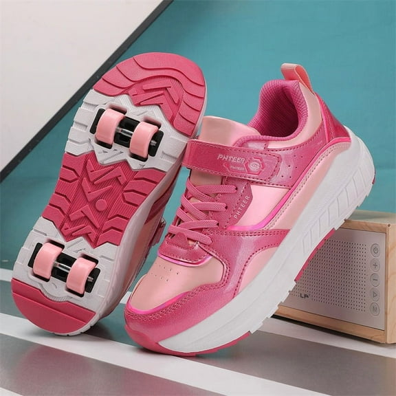 Kids Roller Shoes Sneakers with Wheels - Premium Sport Roller Skate Sneaker for Boys Girls Christmas Birthday Children Show Gift