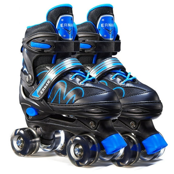 Kids Roller Skates, 4 Size Adjustable, Roller Skates with Light up Wheels for Girls Boys, Outdoor Indoor Roller Skates, Perfect Birthday Gift for Children, Blue/Pink