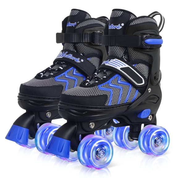 Kids Roller Skates for Boys & Girls, 4 Size Adjustable Rollerskates with Light Up Wheels for Teens Beginners Outdoor Sports, Birthday Gift for Toddler