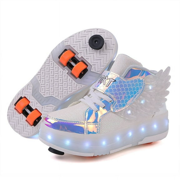 Kids Roller Skates Light up Shoes with Wheels Shoes LED USB Charging Roller Sneakers for Girls Boys Birthday Christmas Gift