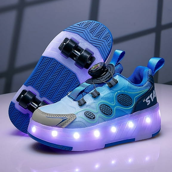  Kids Roller Skates Light up Shoes with Wheels Shoes LED USB Charging Roller Sneakers for Girls Boys Birthday Christmas Gift