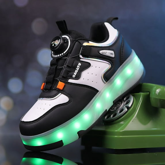 Kids Roller Skates Light up Shoes with Wheels Shoes LED USB Charging Roller Sneakers for Girls Boys Birthday Christmas Gift 