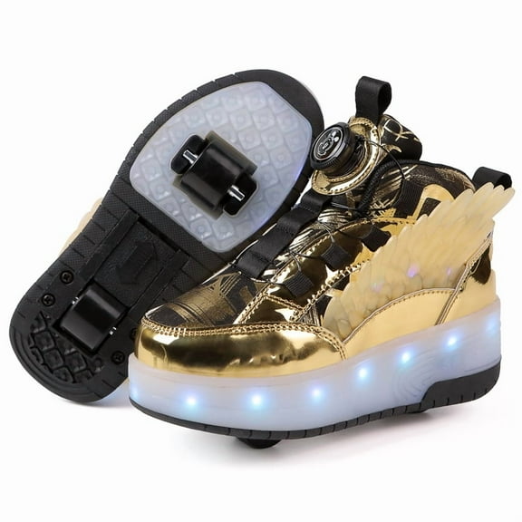 Kids Roller Skates with Wings Light up Shoes with Wheels Shoes LED USB Charging Roller Sneakers for Girls Boys Birthday Christmas Gift