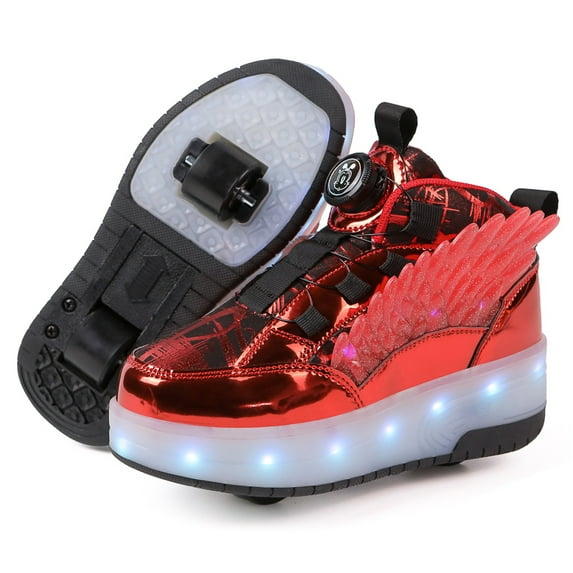 Kids Roller Skates with Wings Light up Shoes with Wheels Shoes LED USB Charging Roller Sneakers for Girls Boys Birthday Christmas Gift