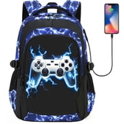 School Backpack for Boys - Gamer Boys Backpack for Kids Teens Elementary Middle School 18" Large Capacity Waterproof Bookbag with Usb Charging Port, Travel Daypack for age 6-18