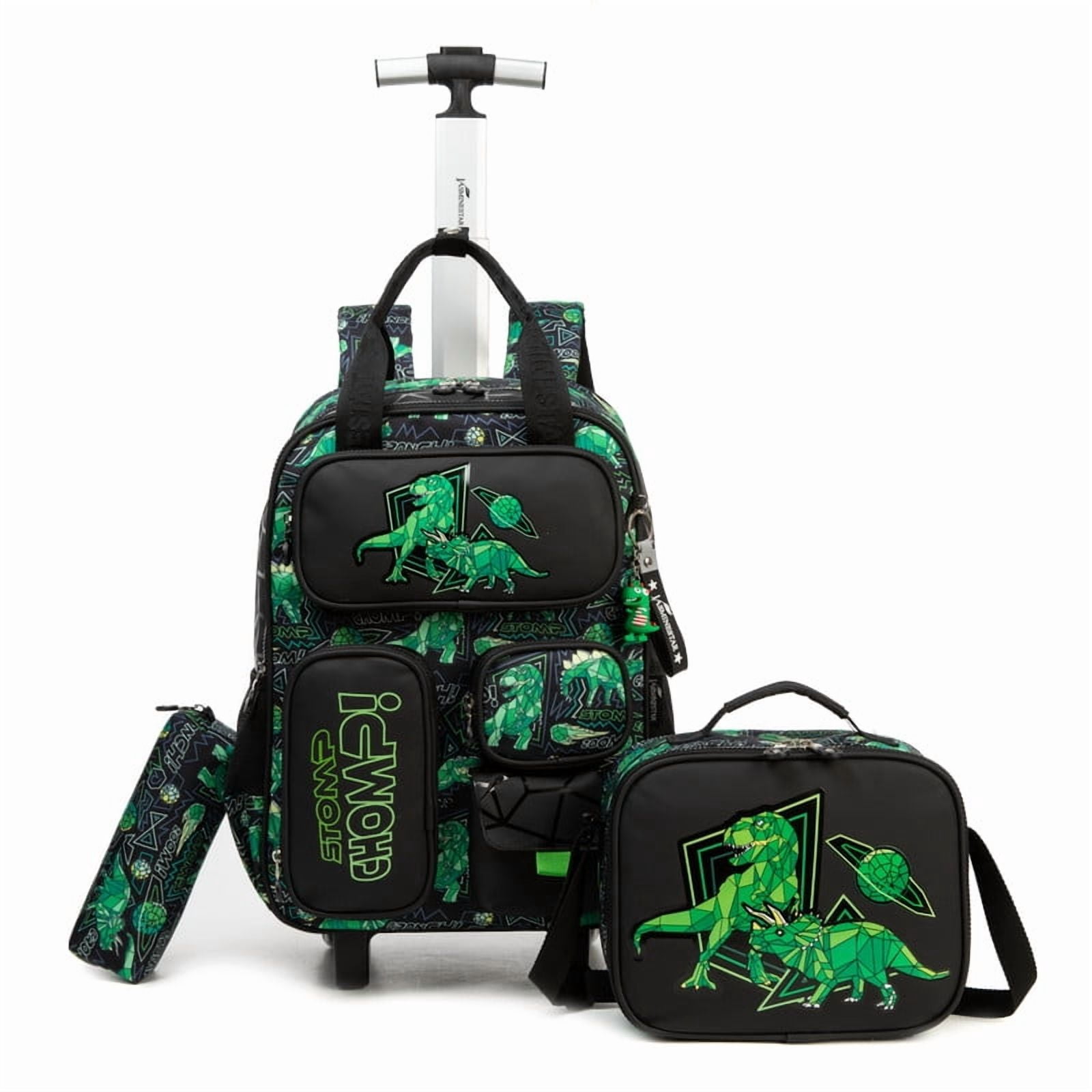 Kids Rolling Backpack Boys Roller Backpacks with Wheels 3 In 1 Wheeled School Bags with Lunch Box Pencil Case Ages 8-10