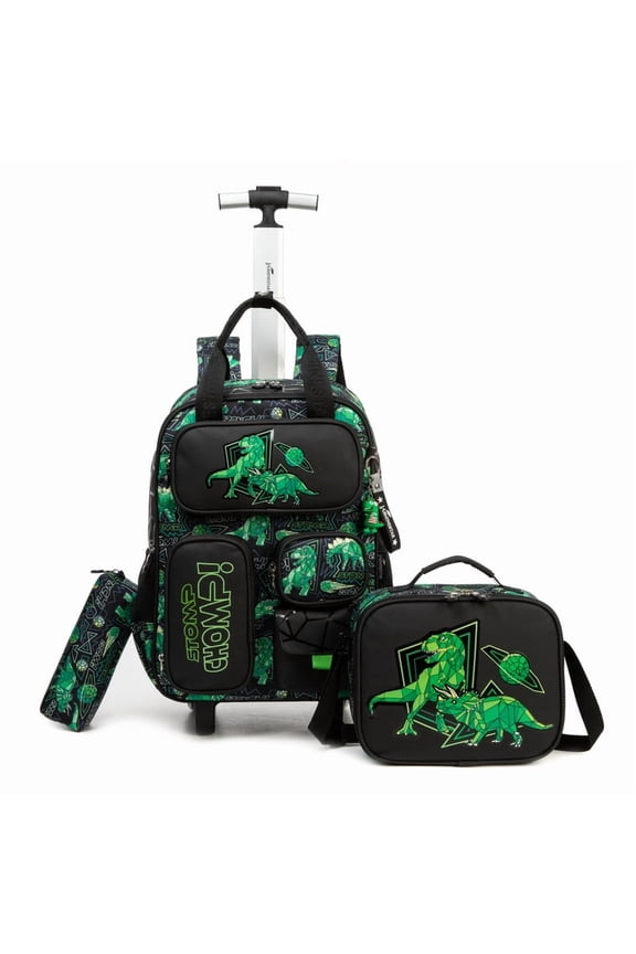 Kids Rolling Backpack Boys Roller Backpacks with Wheels 3 In 1 Wheeled School Bags with Lunch Box Pencil Case Ages 8-10