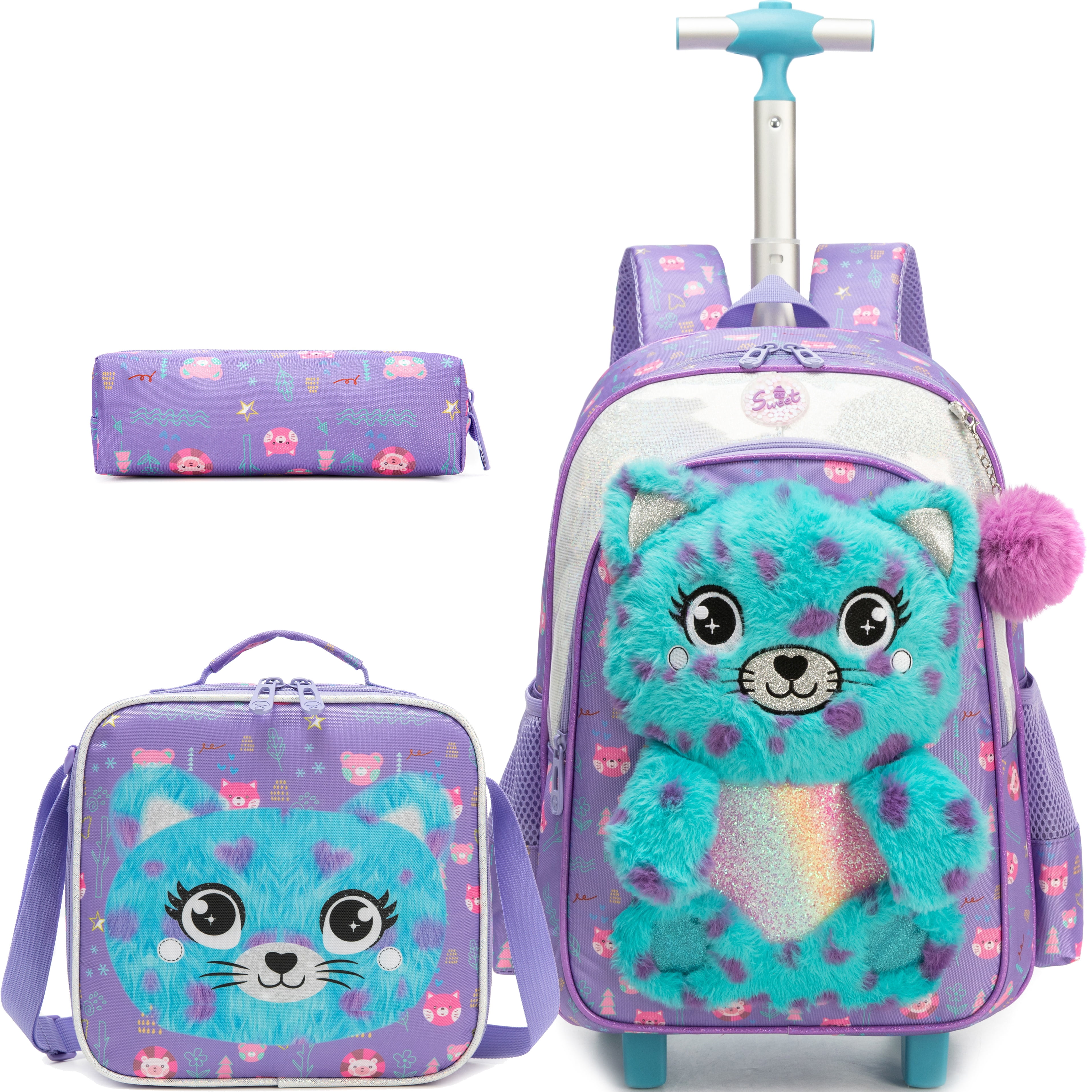 Kids Rolling Backpack for Girls Roller Backpacks with Wheels School Bag ...