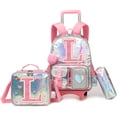 thumbnail image 1 of Kids Rolling Backpacks for Girls Cute Roller Pink Backpack with Wheels with Lunch Box Pencil Case Wheeled School Bag for Elementary Student Ages 6-12, 1 of 1
