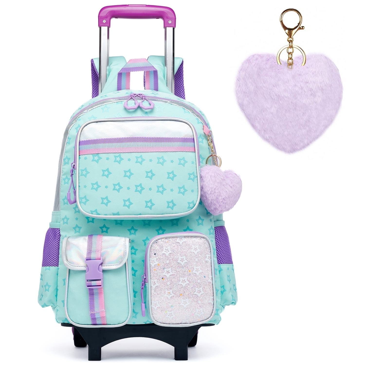 Kids Rolling Backpacks for Girls with Wheels Roller Trolley Backpack for Elementary School Ages 8-12