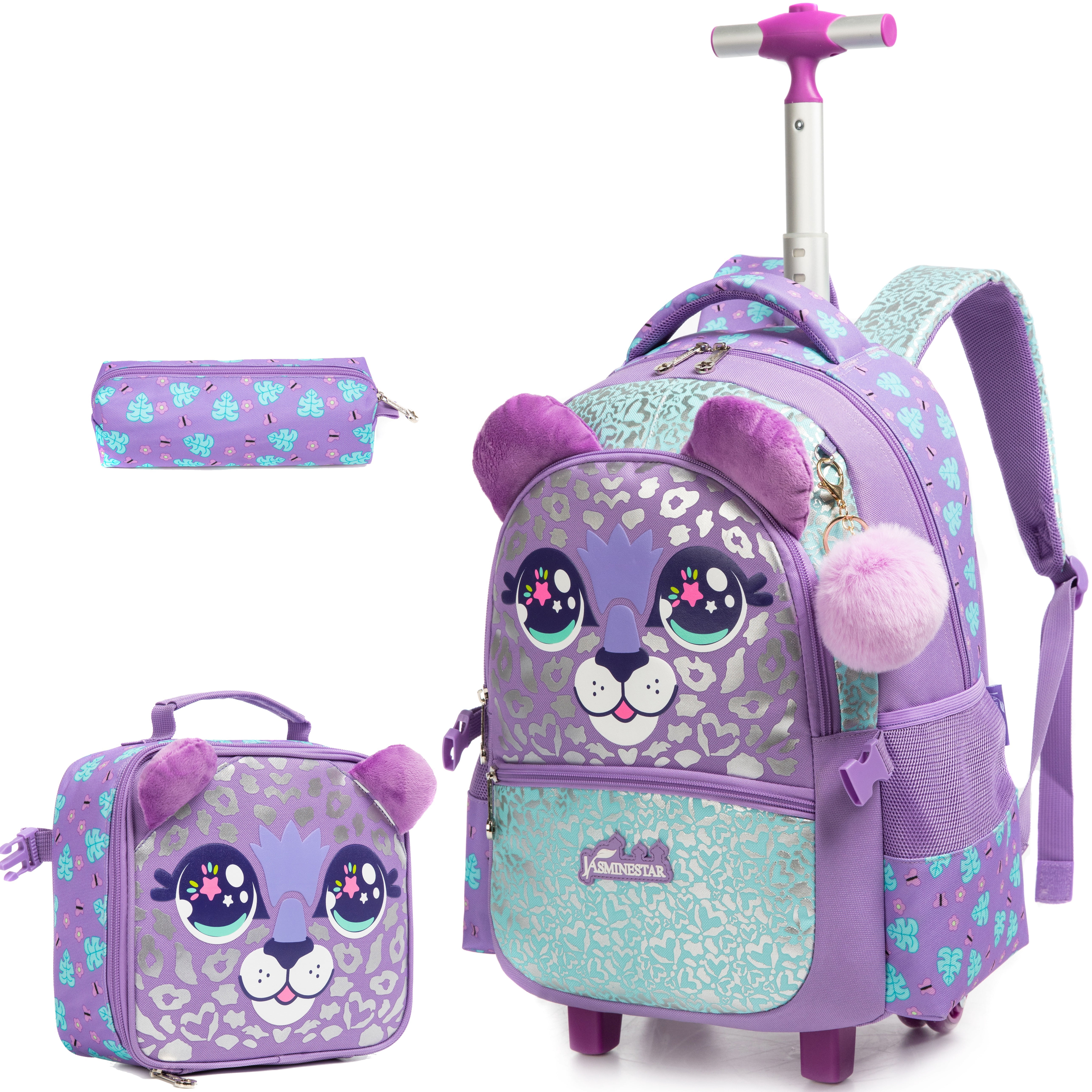 Kids Rolling Backpacks for School Girls with Wheels Backpack with Lunch ...
