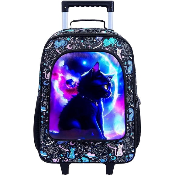 Kids Rolling Suitcase with Wheels, 18 in Carry-On Luggage for Boys and Girls, Toddler Travel Suitcase with Telescoping Handle, Zipper Closure and Lightweight Design for School, Trips and Vacation