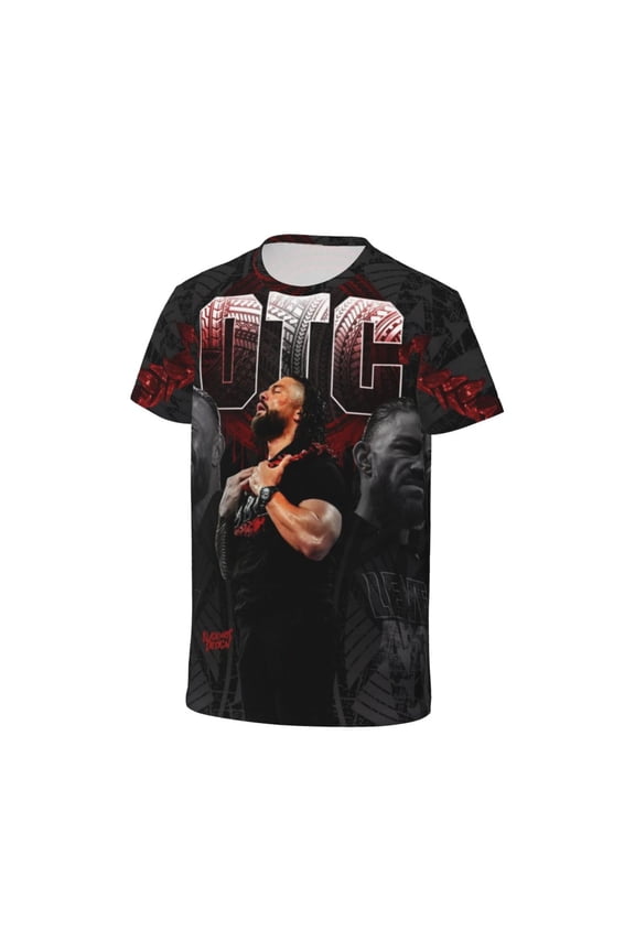 Kids Roman Wres-Tler Reign T Shirts Graphic Tees Cartoon 3D Print Short Sleeve for Youth Boys Girls