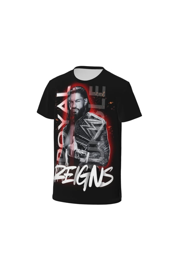 Kids Roman Wres-Tler Reign T Shirts Graphic Tees Cartoon 3D Print Short Sleeve for Youth Boys Girls