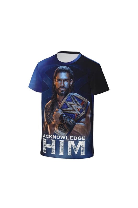 Kids Roman Wres-Tler Reign T Shirts Graphic Tees Cartoon 3D Print Short Sleeve for Youth Boys Girls