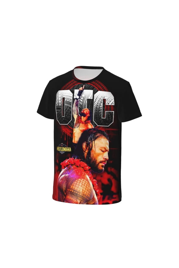 Kids Roman Wres-Tler Reign T Shirts Graphic Tees Cartoon 3D Print Short Sleeve for Youth Boys Girls