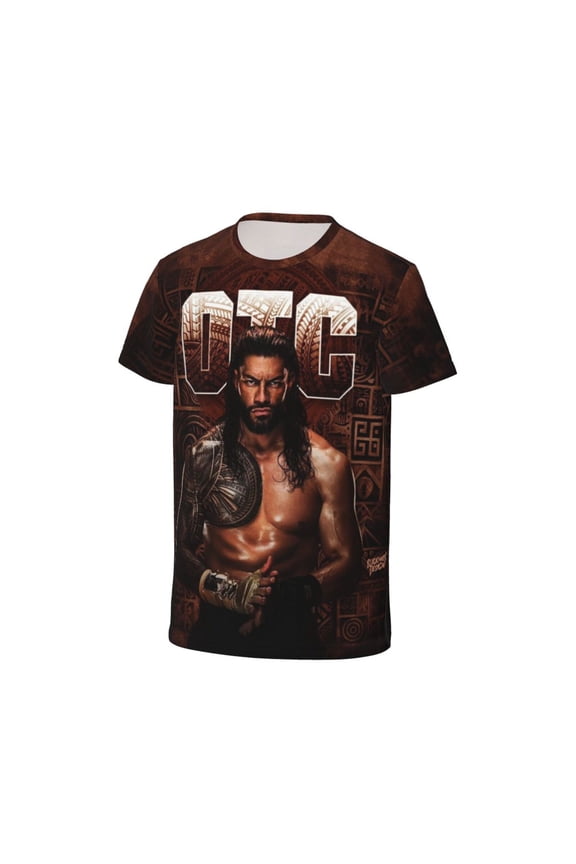 Kids Roman Wres-Tler Reign T Shirts Graphic Tees Cartoon 3D Print Short Sleeve for Youth Boys Girls