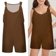 thumbnail image 1 of Kids Romper Jumpsuit Kids Casual Sleeveless Romper Girls Overalls with Pockets Coffee Jumpsuits Girls Clothing Size 7-8 Years, 1 of 9