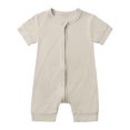 thumbnail image 1 of Kids Rompers Summer Solid Zipper Onesie Fiber Fabric Natural Comfortable Romper Girls' Jumpsuit Grey 18 Months-24 Months, 1 of 4
