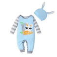 thumbnail image 1 of Kids Rompers Toddler Boys Girls Easter Long Sleeve Cartoon Rabbit Prints Romper Girls' Jumpsuit Blue 0 Months-3 Months, 1 of 1