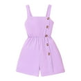 thumbnail image 1 of Kids Rompers Toddler Girls Sleeveless Suspenders Solid Buttons Romper Girls' Jumpsuits Purple 7 Years-8 Years, 1 of 7