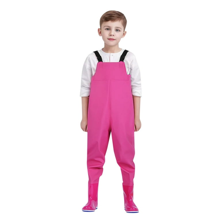 Biysah Kids Rompers Toddler Kids Chest Waders Youth Fishing Waders Water Proof Hunting Waders with Boots Boys' Jumpsuits Pink 14 Years-15 Years, Boy's