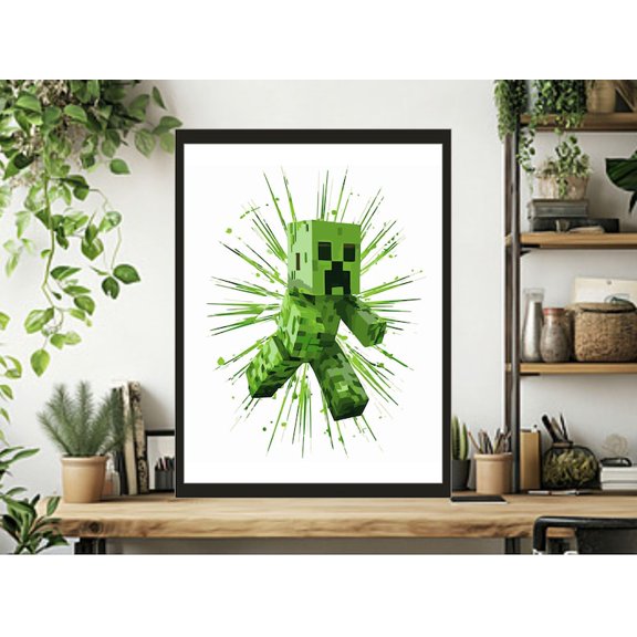 Kids Room Wall Decor Print – Minecraft Pixel Style Poster 8x12 UNFRAMED