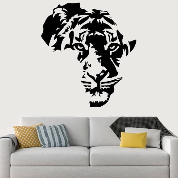 Kids Room Wall Stickers Creative Tiger Animal Vinyl Decal Africa Map Mural Removable Home Decoration Decals Sofa Background 38x42cm