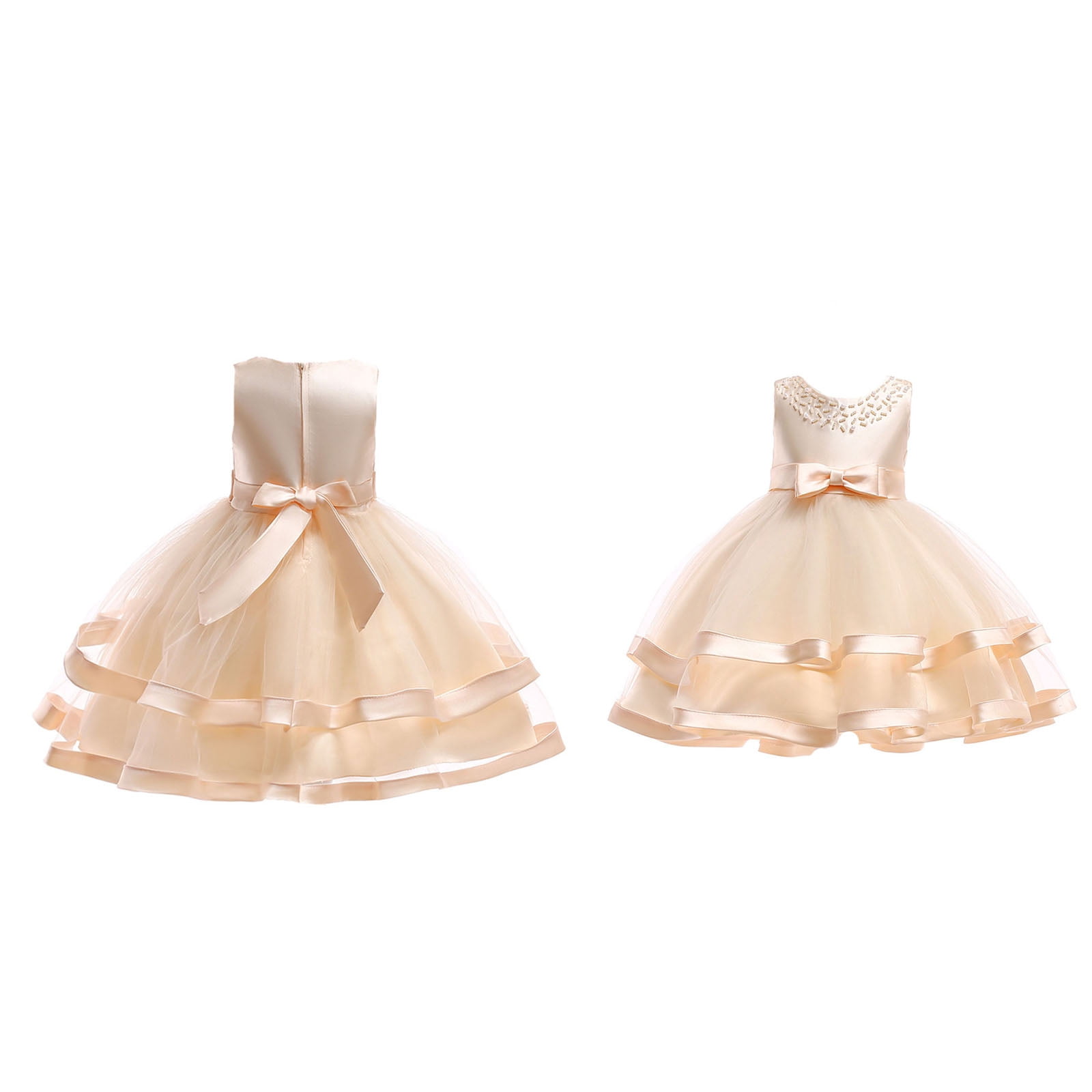 Kids Rose Gold Dress for Girls Ruffle Sleeveless Tulle Baby Dress Flower  Dress for Girls Hallowmas Dresses for Girls 8-9 Years - Walmart.com