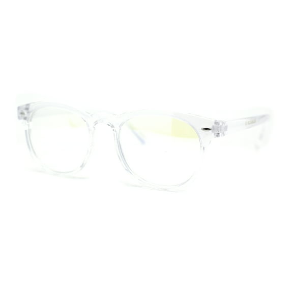 Kids Round Horn Rim Blue Light Blocking Computer Glasses Clear