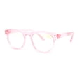 thumbnail image 1 of Kids Round Horn Rim Blue Light Blocking Computer Glasses Light Pink, 1 of 4