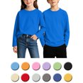 thumbnail image 1 of Kids Round Neck Long Sleeve Pullover, Casual Base Top for Boys Girls, 1 of 8
