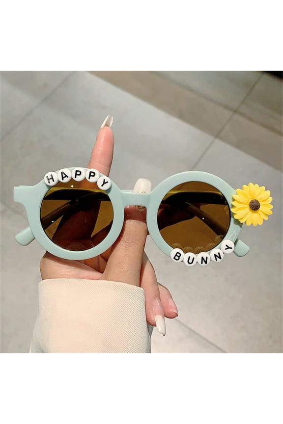 Kids Round Sunflower Sunglasses UV Protection Trendy Small Frame for Summer Outdoor Casual Baby Girls Boys Fashion Accessory