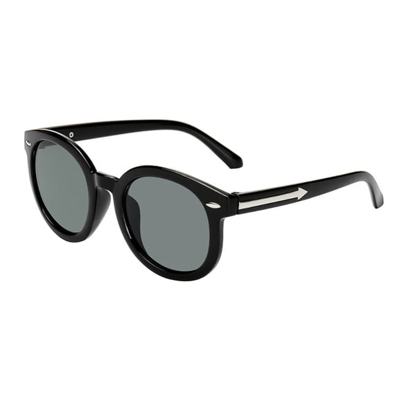 Kids Round Sunglasses UV Protection, Retro Thick Full Rim Frame Resin PC Material Lightweight Children Eyewear for Daily Wear Outdoor Play Black