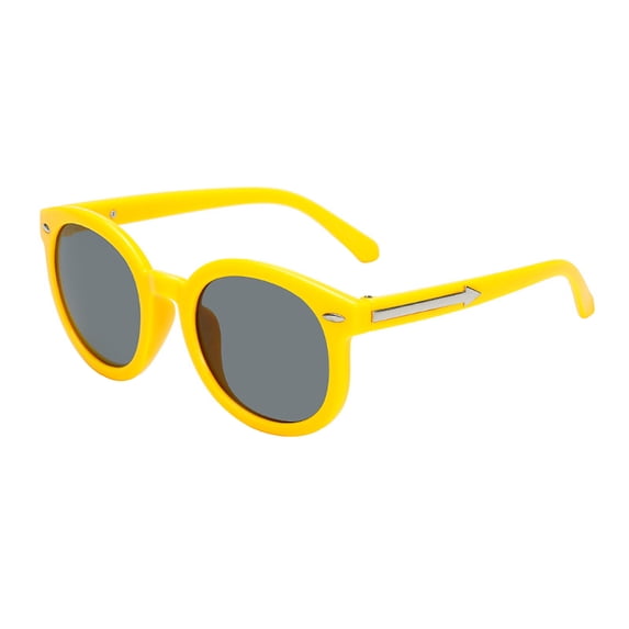 Kids Round Sunglasses UV Protection, Retro Thick Full Rim Frame Resin PC Material Lightweight Children Eyewear for Daily Wear Outdoor Play Yellow