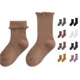 thumbnail image 1 of Kids Ruffled Frill Socks, Combed Cotton Seamless Toe Baby Socks, Loose Top Casual Princess MidâCalf Socks for Toddler Girls Spring Autumn Daily Wear, 1 of 5