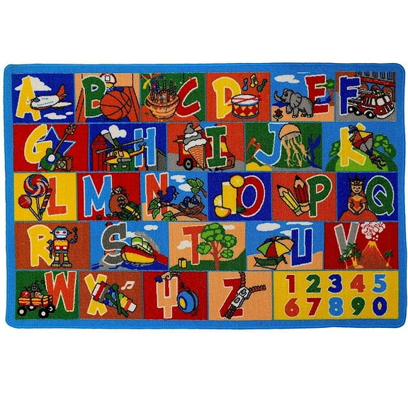 Kids Rug ABC-1 Numbers Area Rug 3' x 5' (3'3" X 4'9") (39" x 56") ( 99cm x 142cm) non slip gel backing