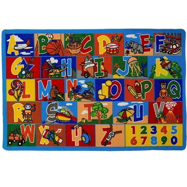 Kids Rug ABC-1 Numbers Area Rug Childrens Fun Learning Carpet (3'3" X 4'9") (39" x 56") ( 99cm x 142cm) Non Skid Gel Backing