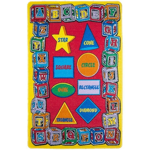 Kids Rug Alphabet Shapes 5' X 7' ABC Learning Carpet (59" x 82")