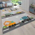 thumbnail image 1 of Kids Rug Non-Slip Play Mat with Construction Road in Grey, 1 of 5