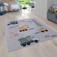 thumbnail image 1 of Kids Rug Non-Slip Play Mat with Construction Vehicles in Grey, 1 of 5
