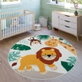 thumbnail image 1 of Kids Rug Non-Slip Play Mat with Lion Giraffe and Monkey in Beige, 1 of 5