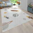 thumbnail image 1 of Kids Rug Non-Slip Play Mat with Planets and Rockets in Cream, 1 of 5