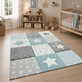 thumbnail image 1 of Kids Rug with Stars for Nursery Checkered in Blue, 1 of 5