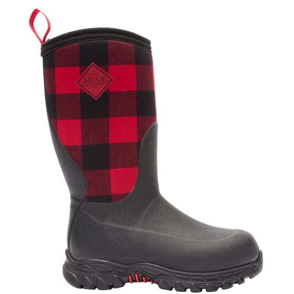 MUCK BOOT COMPANY Kid's Rugged II Boots, Color: Black/Buffalo Plaid, Size: 3 (RG2-6PLD-RED-030)