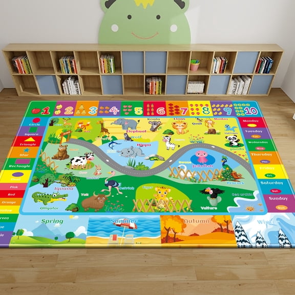 Kids Rugs Play Mat, Animals Zoo Play Rug for Playroom, Fun Playmat ABC Alphabet Educational Area Rug, Kids Baby Floor Mat, Kids Play Rug for Nursery Classroom Bedroom (110.2X78.7 INCH)