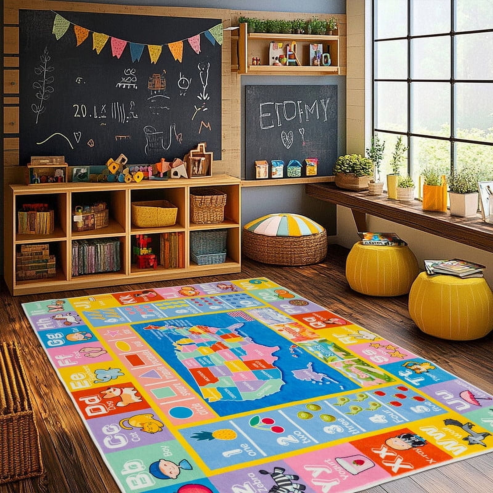 Kids Rugs for Playroom - Soft & Non-Slip 4x5 Feet Educational Rug for ...