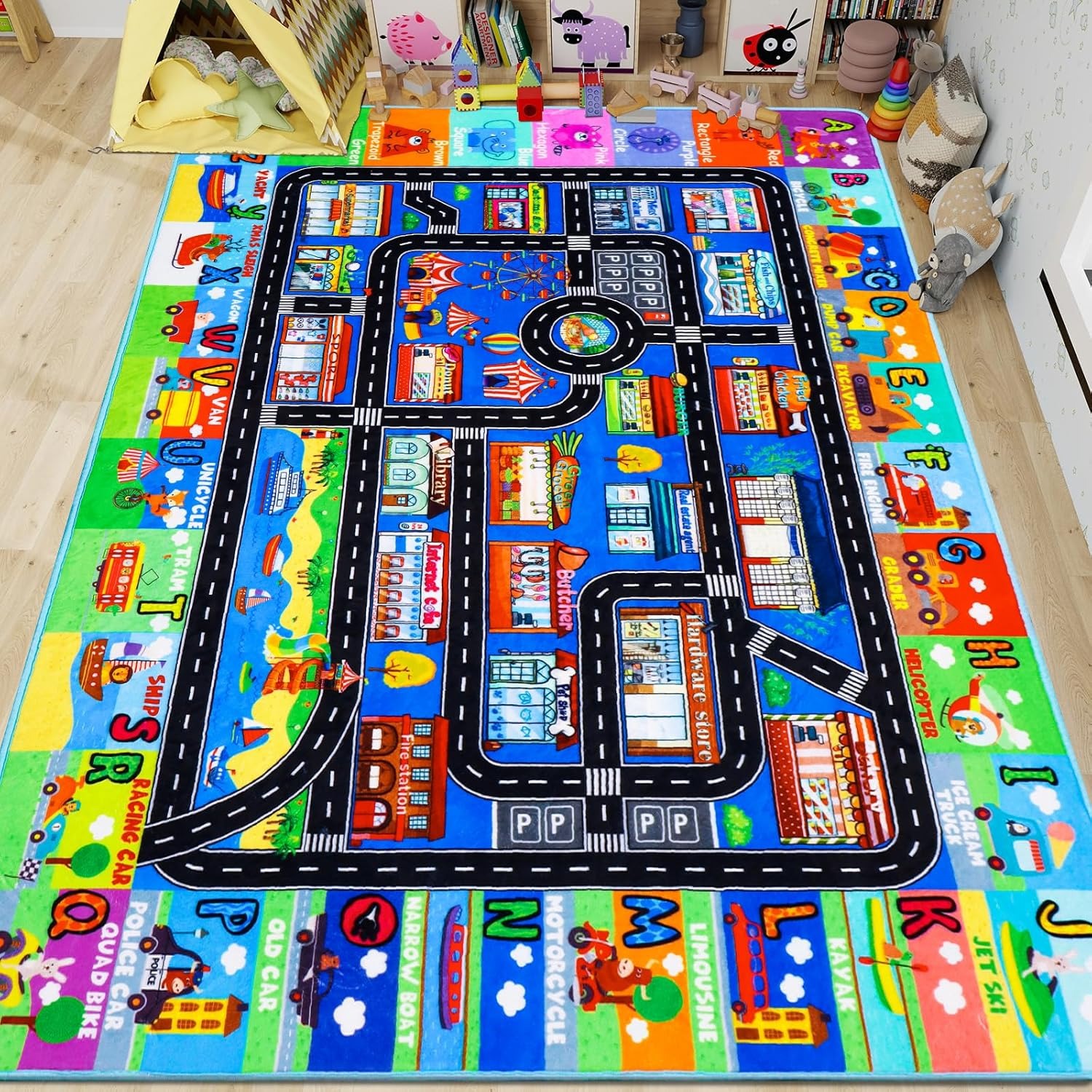 Kids Rugs for Toy Cars Playroom 78.7