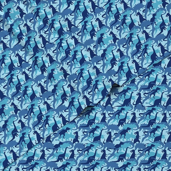 Kids Rule 3 Piece Sheet Set, Dinosaur Camo, Blue - Twin