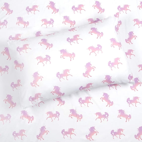 Kids Rule 3 Piece Sheet Set Shaded Unicorn, Twin Size